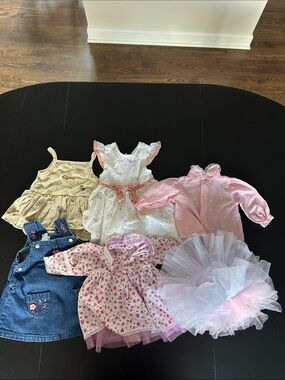 Baby Girl Mixed Dress & Tutu Set - Pink, White, Yellow, Denim